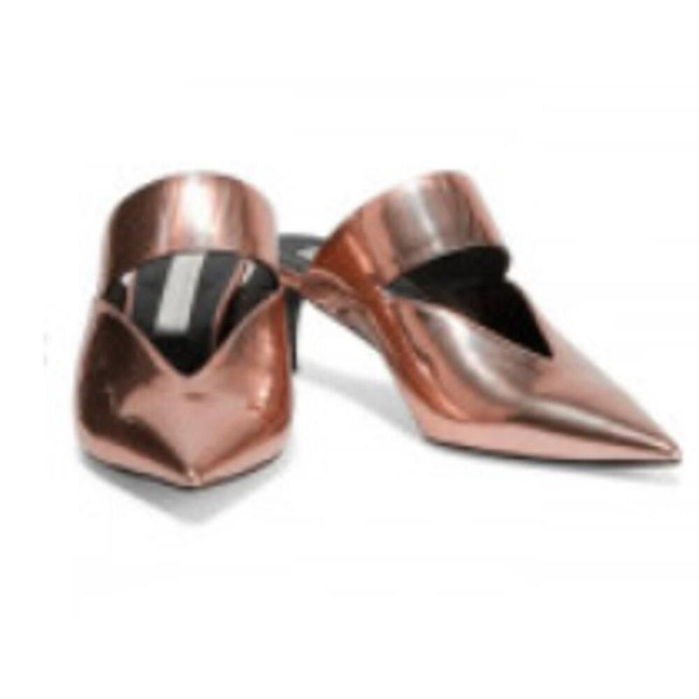 Stella McCartney Cutout faux mirrored mules Rose Gold size 5